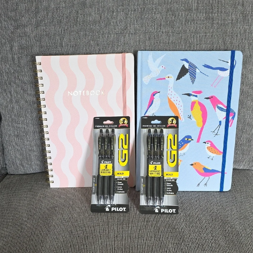 Two Threshold Notebook/Journals And Two Packs Of Pilot G2 Gel Pens, New